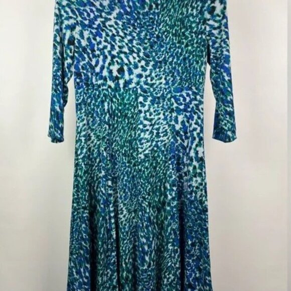 LONDON TIMES WRAP-FRONT V-NECK DRESS WITH SEASONAL PRINT - Picture 3 of 8